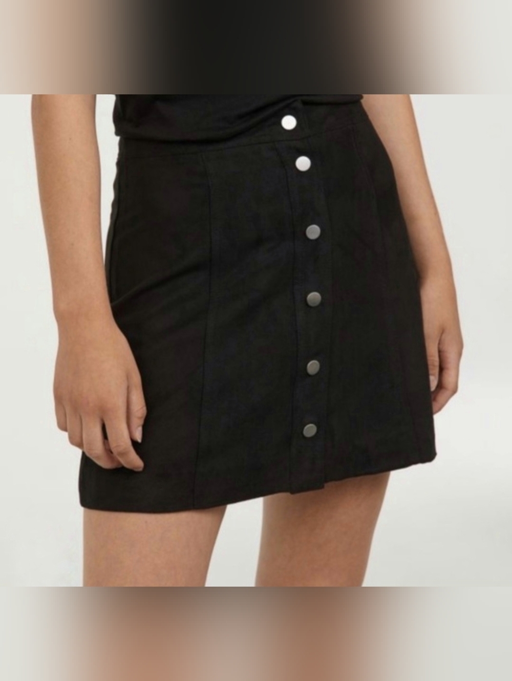 Wilfred Free Black Faux Suede Button-Front Mini Skirt